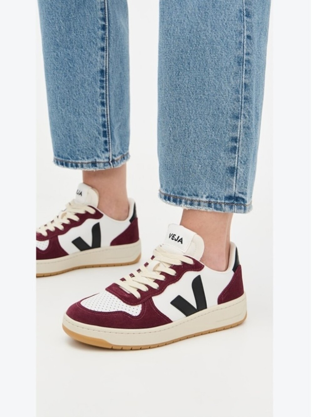 Veja Women's V-10 White Black Amarante Suede Leather Sneakers Size 11